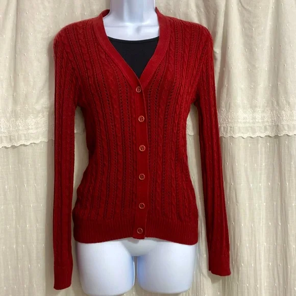 Act III Pointelle Knit Cardigan - Picture 1 of 12